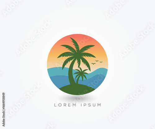 Wallpaper Mural Palm trees Summer logo with tropical beach design template Torontodigital.ca