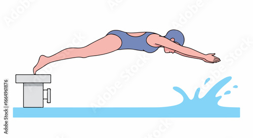 Swimmer diving into water ready to start swimming competition.