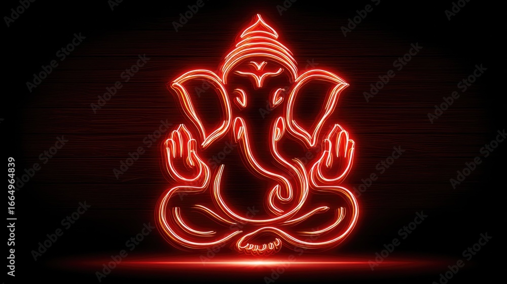 Fototapeta premium Vibrant Celebration of Ganesh India Cartoon Art Festive Atmosphere Colorful View Hindu Deity Concept
