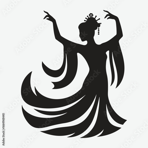 silhouette of Asian classical dancing girls