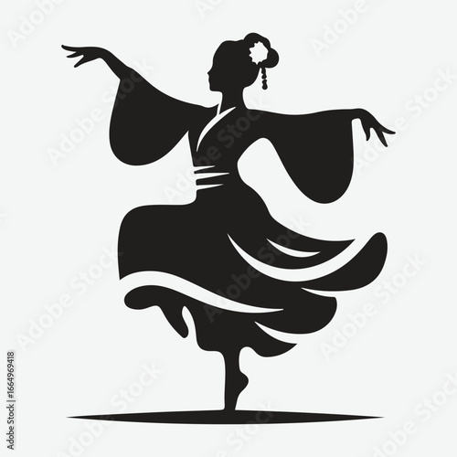 silhouette of Asian classical dancing girls