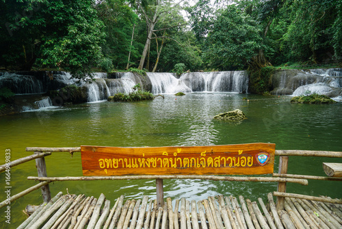 Photos Chet Sao Noi Waterfall National Park or Seven Little Girls waterfall, a seven tiers of small and beautiful waterfall in Namtok Chet Sao Noi National Park, Saraburi, Thailand