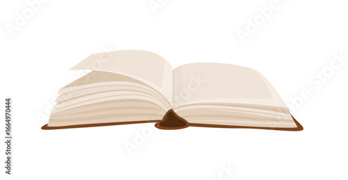 Open book isolated on white background. Vector cartoon flat illustration.  