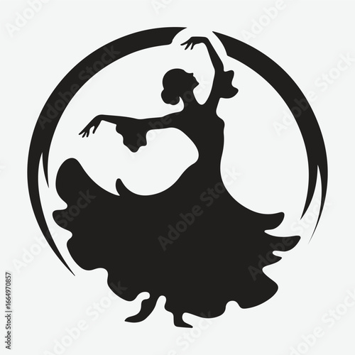 silhouette of Asian classical dancing girls