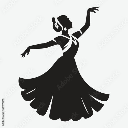 silhouette of Asian classical dancing girls