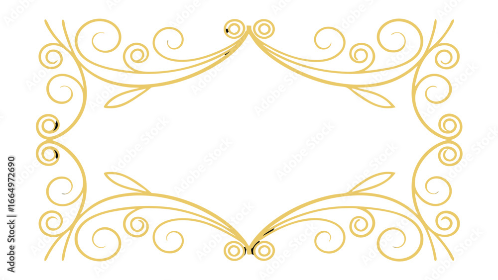 Obraz premium golden floral frame border design isolated on white background for invitation card decoration and luxury template r Artwork