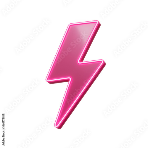 Pink lightning bolt symbol isolated on transparent background
