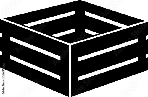 Wooden Crate Silhouette Clean Minimal Flat Vector