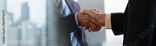Business partner handshake for business deal. Businessman shake hand with partner. Successful and teamwork concept