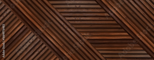 Geometric wooden wall panel with diagonal strips forming diamond patterns, modern decorative interior texture background.