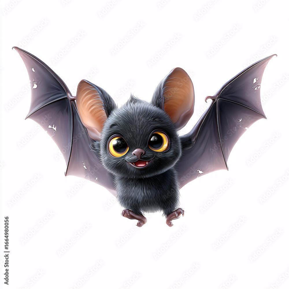 Fototapeta premium A friendly, cartoon bat with exaggerated features, ideal for a lighthearted Halloween theme in apparel design.