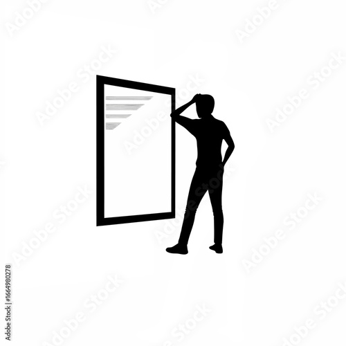  Programmer scratching head, frustrated at error message silhouette on white background.