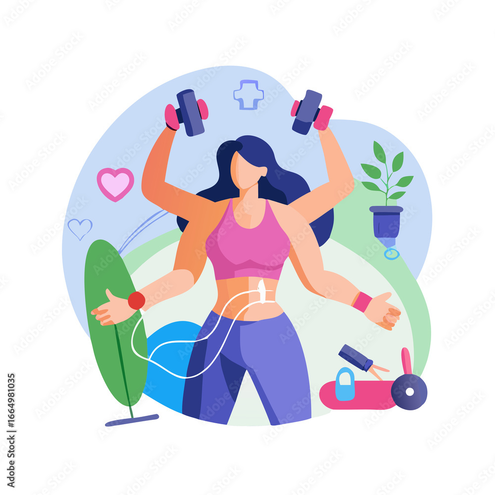 Fototapeta premium young woman exercising with dumbbells