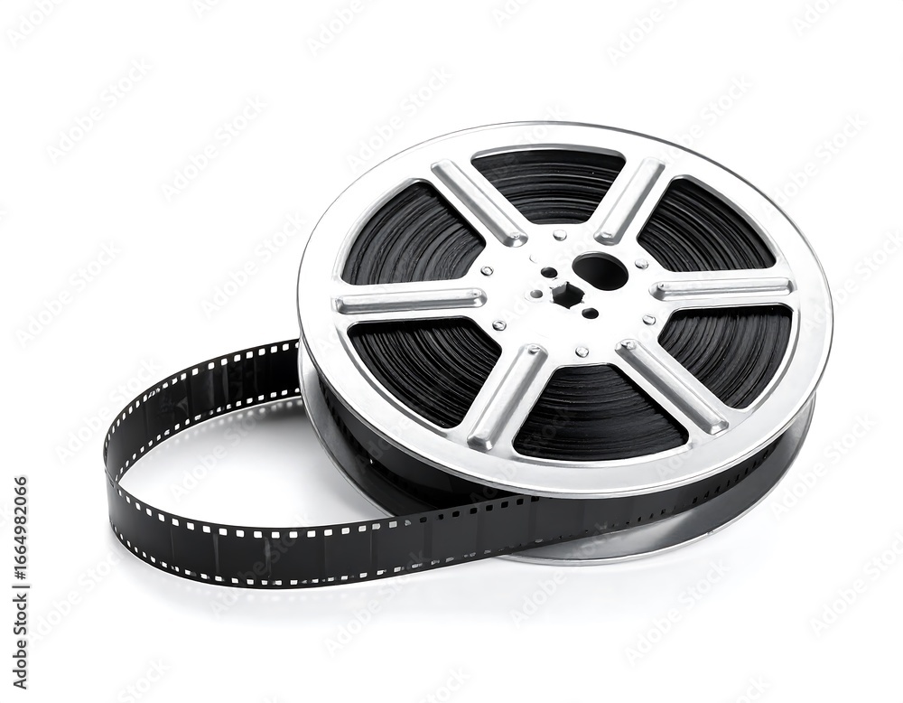 Obraz premium Silver movie reel with black film
