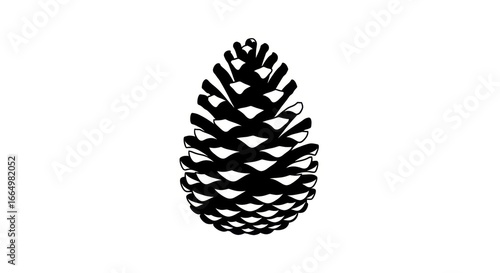Black Pinecone Silhouette on White Background for Nature and Botanical Themes