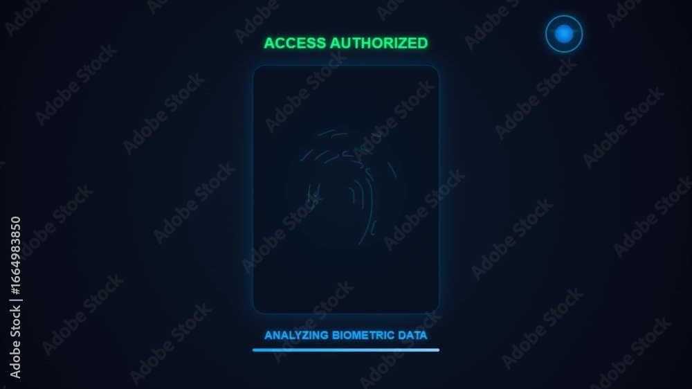 Futuristic Fingerprint Scanner Animation, Biometric Security Access