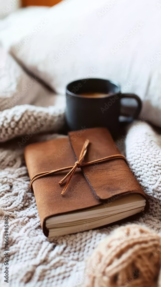 Fototapeta premium Work from home environment with cozy elements, perfect for remote work promotion or productivity content