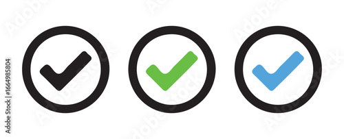 Flat Vector Icons of Checked Boxes  