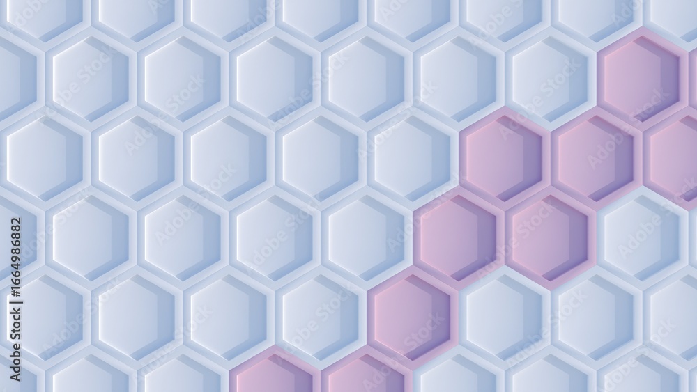 Naklejka premium Blue and Pink 3D Hexagon Geometric Abstract Background