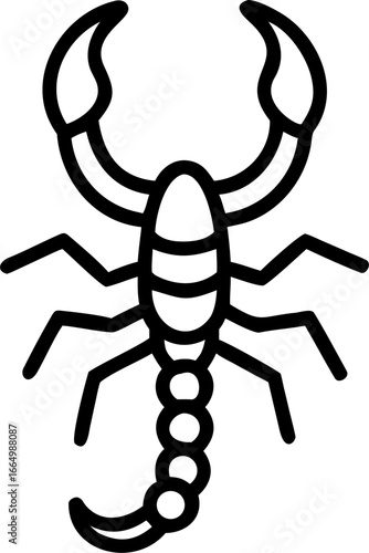 scorpion vector icon on white or transparent background. pest control or insect control icons items Stroke icon collections. Editable Stroke icon collection Outline icon.