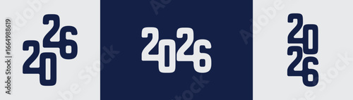 2026 Flat Typography Design for New Year Celebration. 