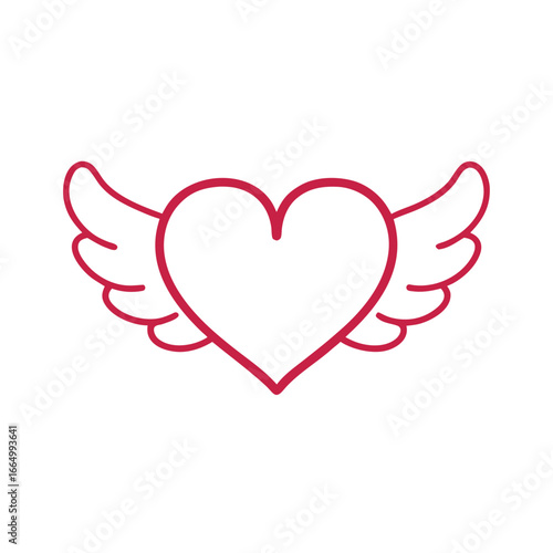 Red Heart with Wings Icon on White Background love symbol 2