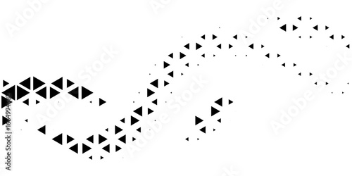 Triangle halftone gradient texture. Black geometric triangular tech pattern background. Abstract fading gradation wallpaper. Vanishing mosaic pop art backdrop for poster, banner, booklet. Vector