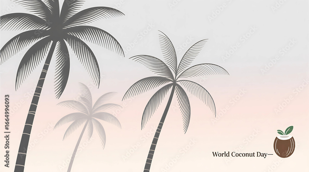 Naklejka premium World Coconut Day Minimalist Palm Tree Illustration