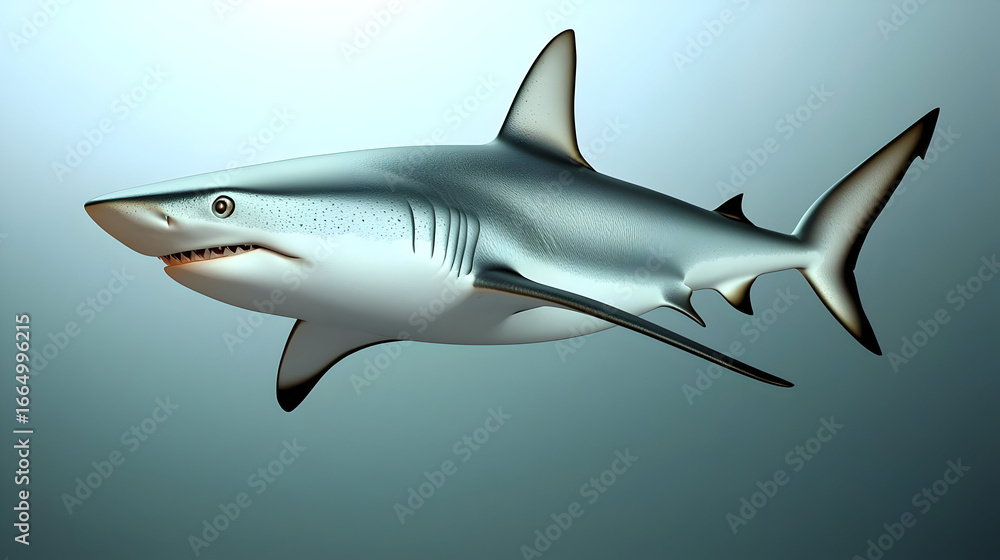 Fototapeta premium Gray Shark Swimming In Ocean Water