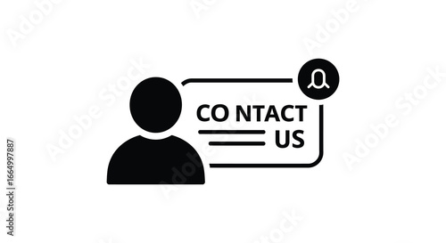 Contact us icon with person and message notification