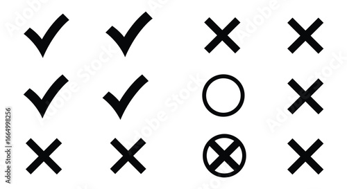 Checkmarks and x marks icons in different variations