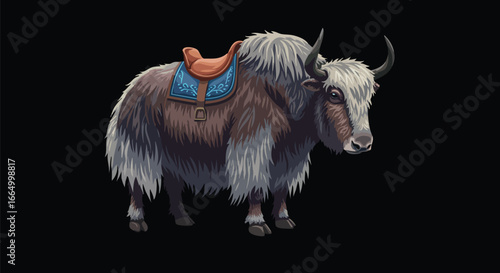 Saddled Yak Majestic Himalayan Beast Stock Photo