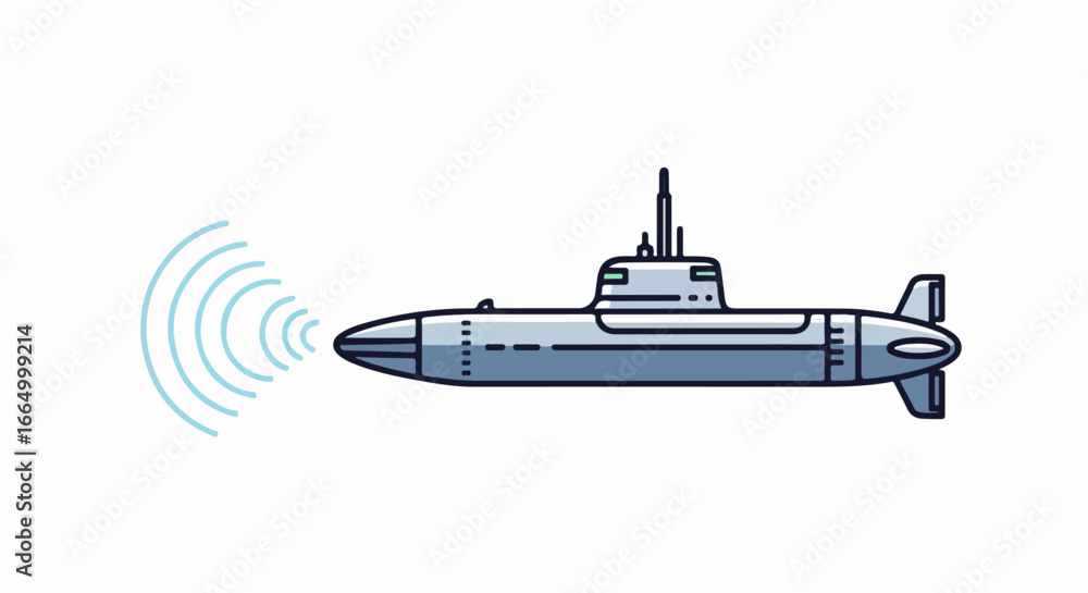 Fototapeta premium Submarine Sonar Illustration - Underwater Detection Technology.
