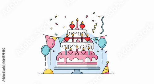 Birthday Cake with Decorations.