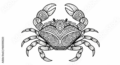 Intricate Ornate Crab Zentangle Illustration.