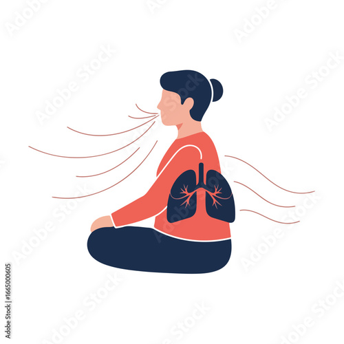 Breathing Exercise Illustration for Respiratory Health