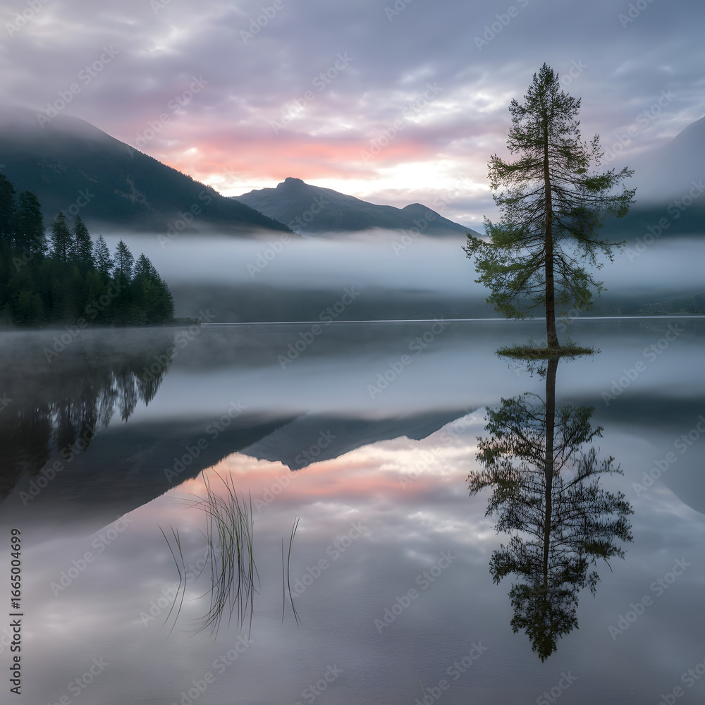 Fototapeta premium sunrise over the lake