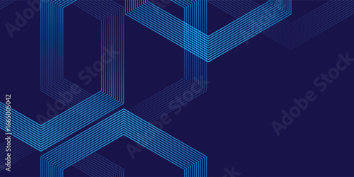 Dark blue background with hexagon geometric lines pattern modern