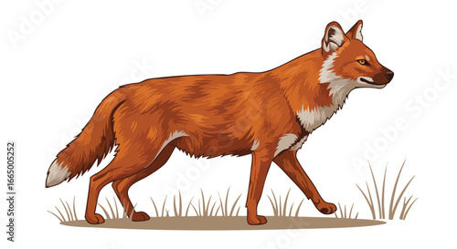 Majestic Dhole Illustration Red Dog Wild Canine Profile
