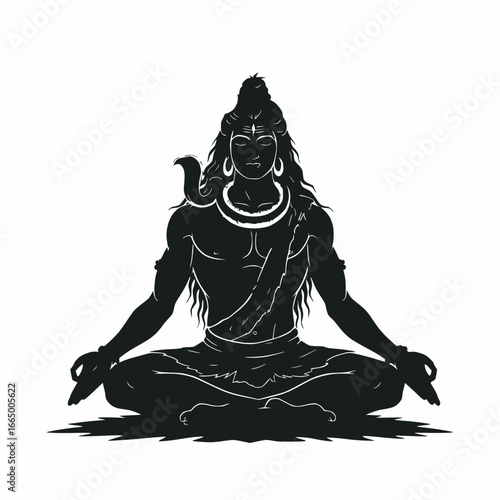 Serene Silhouette: Lord Shiva in Peaceful Meditation