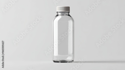 Empty clear plastic bottle studio shot, packaging design mockup