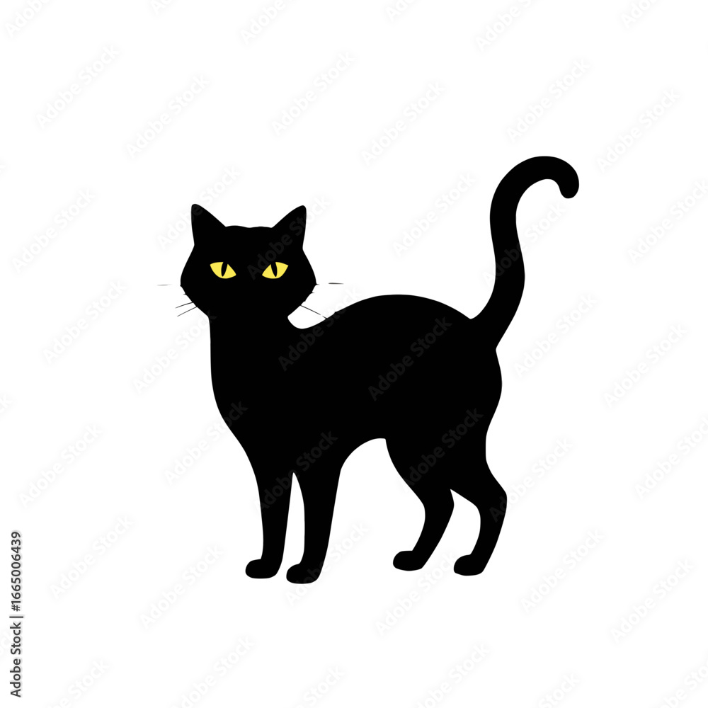 Obraz premium Spooky Black Cat Silhouette: Halloween Vector Illustration