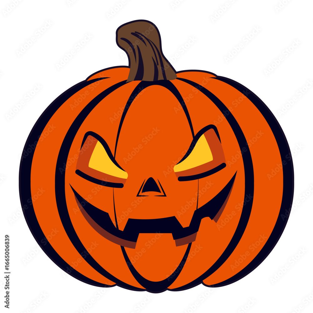 Fototapeta premium Spooky Jack-o'-lantern with Glowing Eyes and Sinister Grin for Halloween.