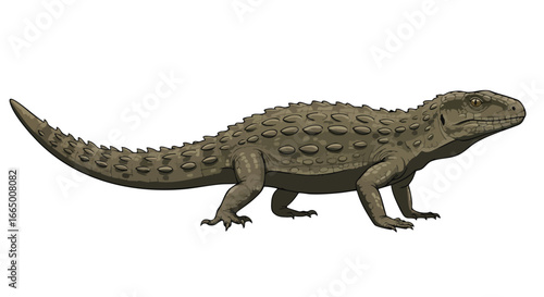 Ancient Reptile Extinct Animal Prehistoric Lizard Detailed Illustration