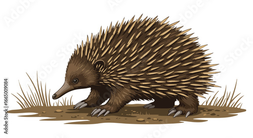 Echidna Illustration Australian Wildlife Monotreme Animal Nature Cute
