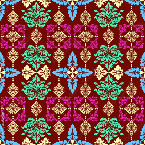 Classic Damask Seamless
Pattern - Vector Illustration for Elegant Textile
Design,Damask,Jacquard loom, Brocade, Satin weave,ethnic, geometric, textile, fabric, motif, retro,