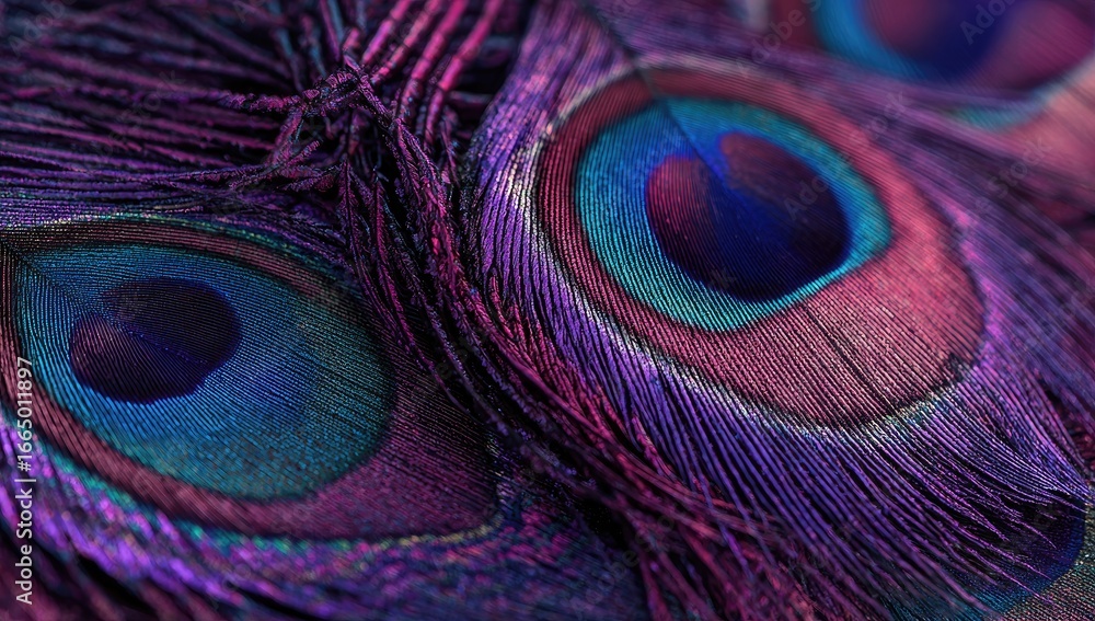 Fototapeta premium Close-up of vibrant peacock feathers