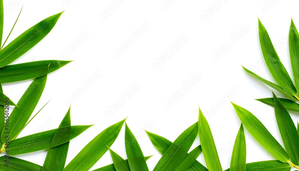Naklejka premium Fresh green bamboo leaves frame
