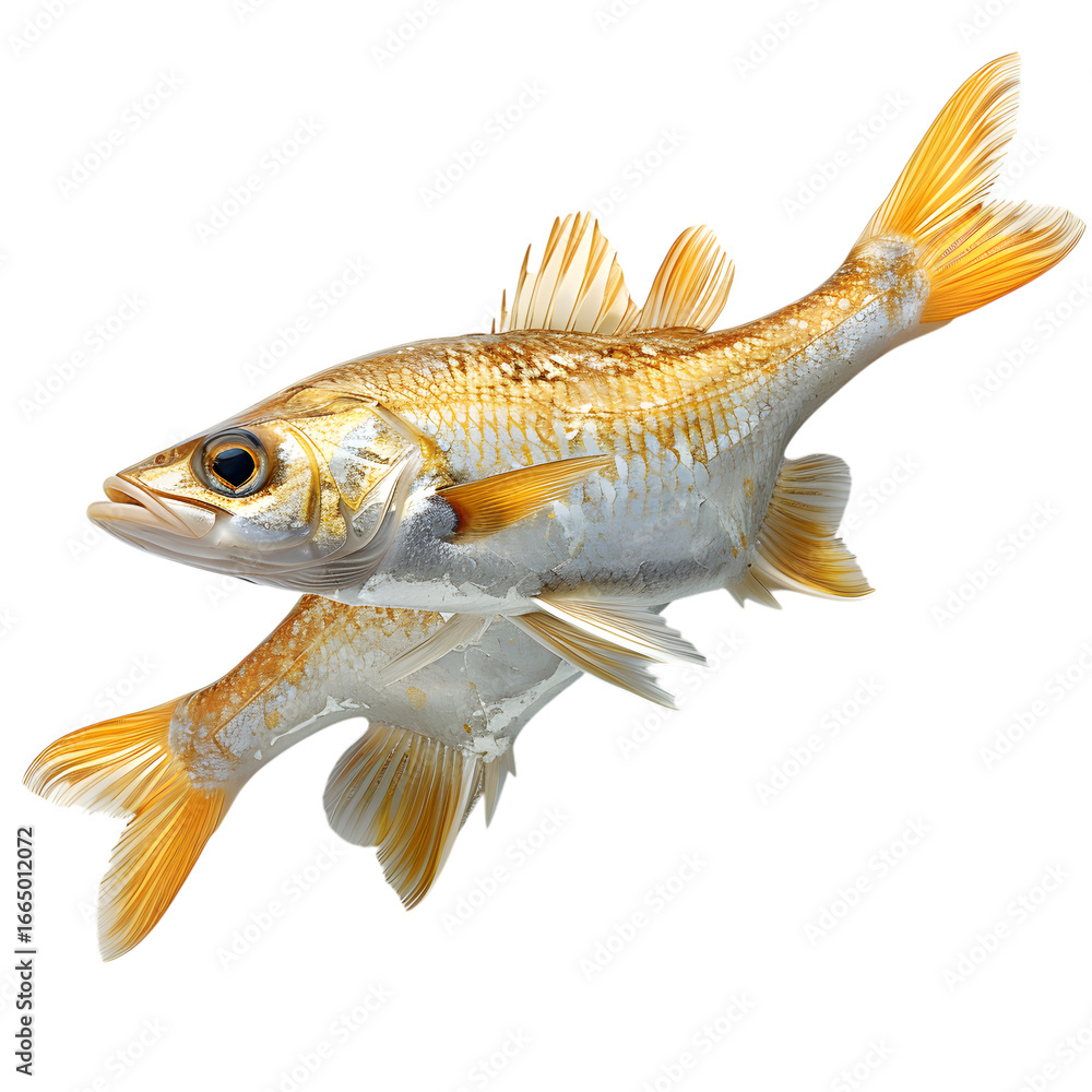Naklejka premium Realistic goldfish with detailed body scales high resolution picture