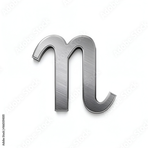 Sagittarius brushed metallic zodiac icon isolated on pure white photorealistic background